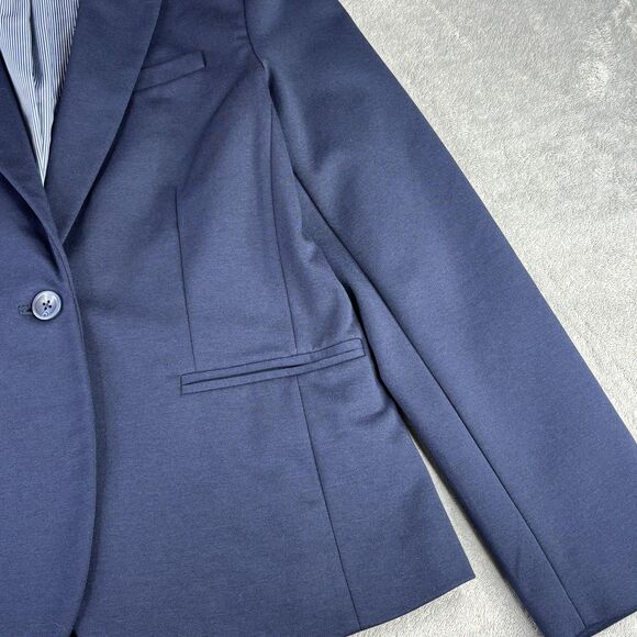 Gap Blazer Womens 8 Navy CL Academy Stretch Lined One Button Jacket Career - Picture 2 of 16